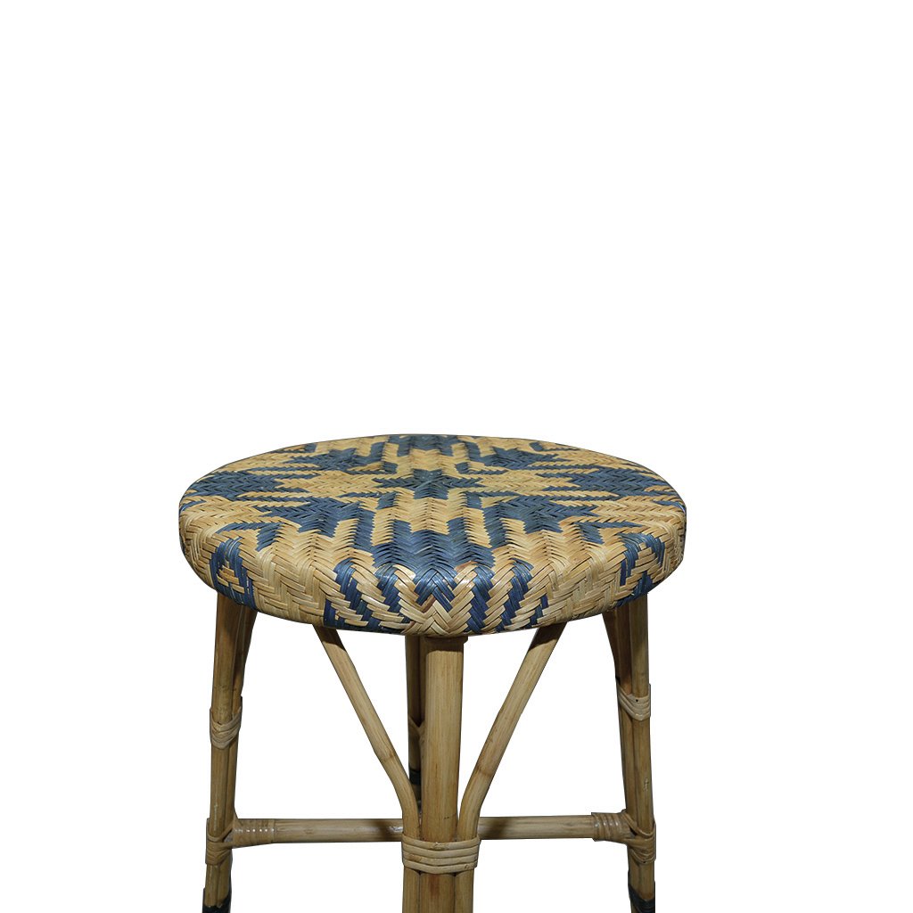 Cane High Stool - Blue and yellow