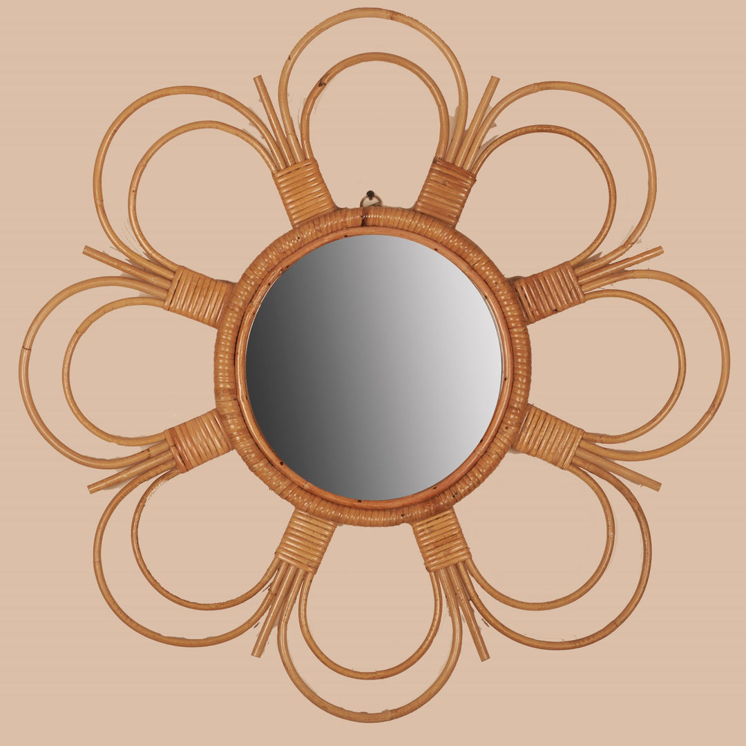 Cane flower mirror