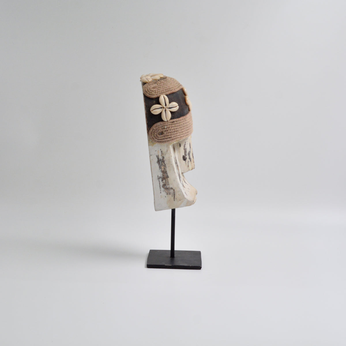 Wooden Shell Mask on Stand Big