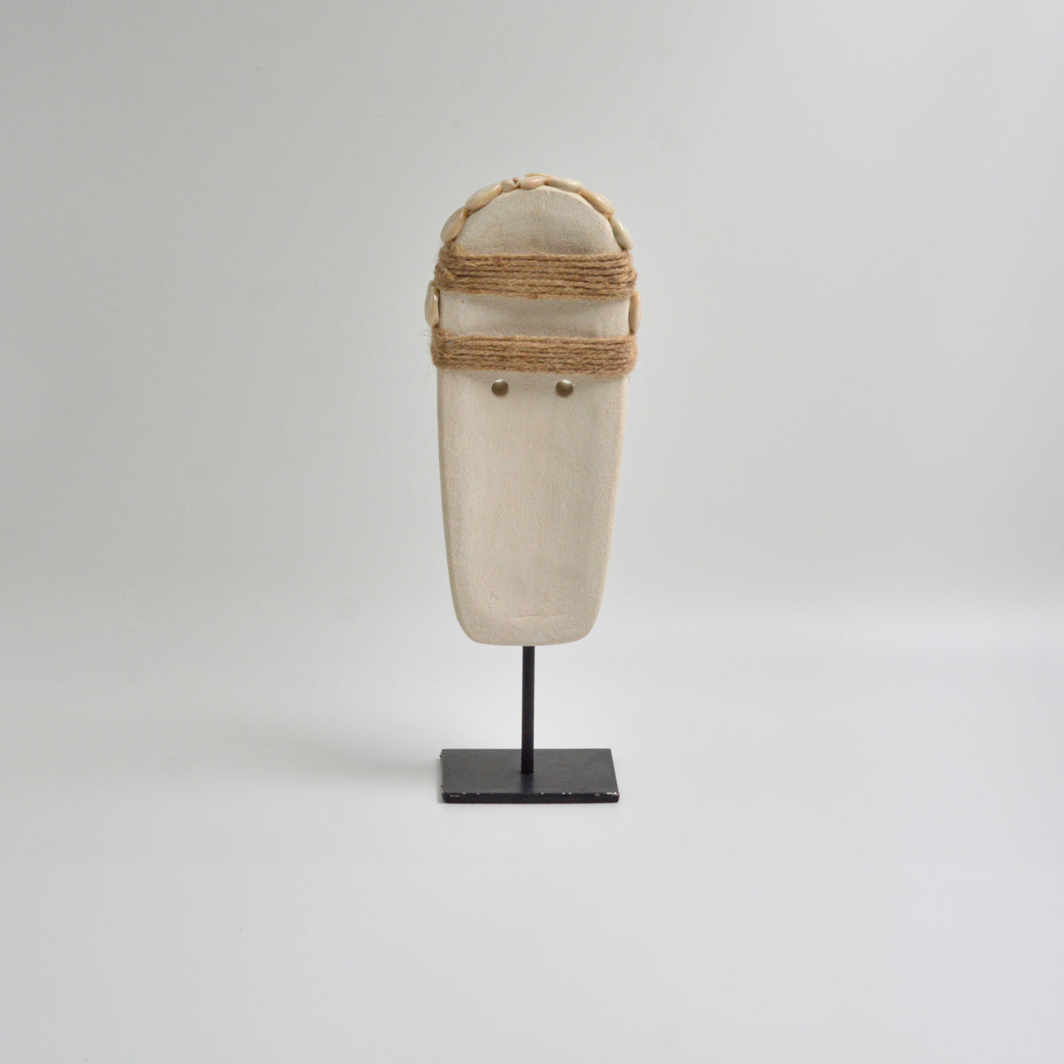 Wood Shell Long Face Mask on Stand Big