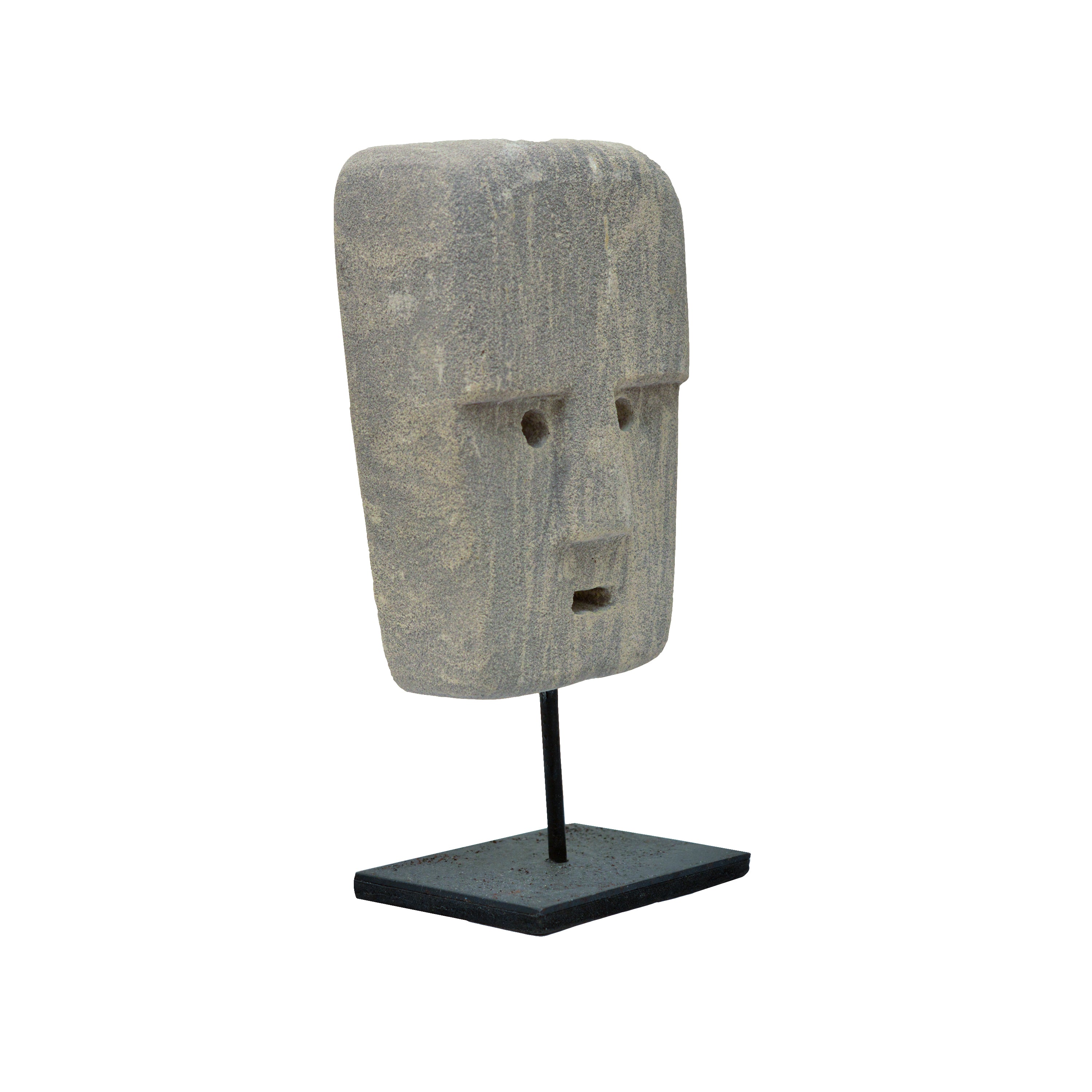Wood Shell Long Face Mask on Stand (Small)