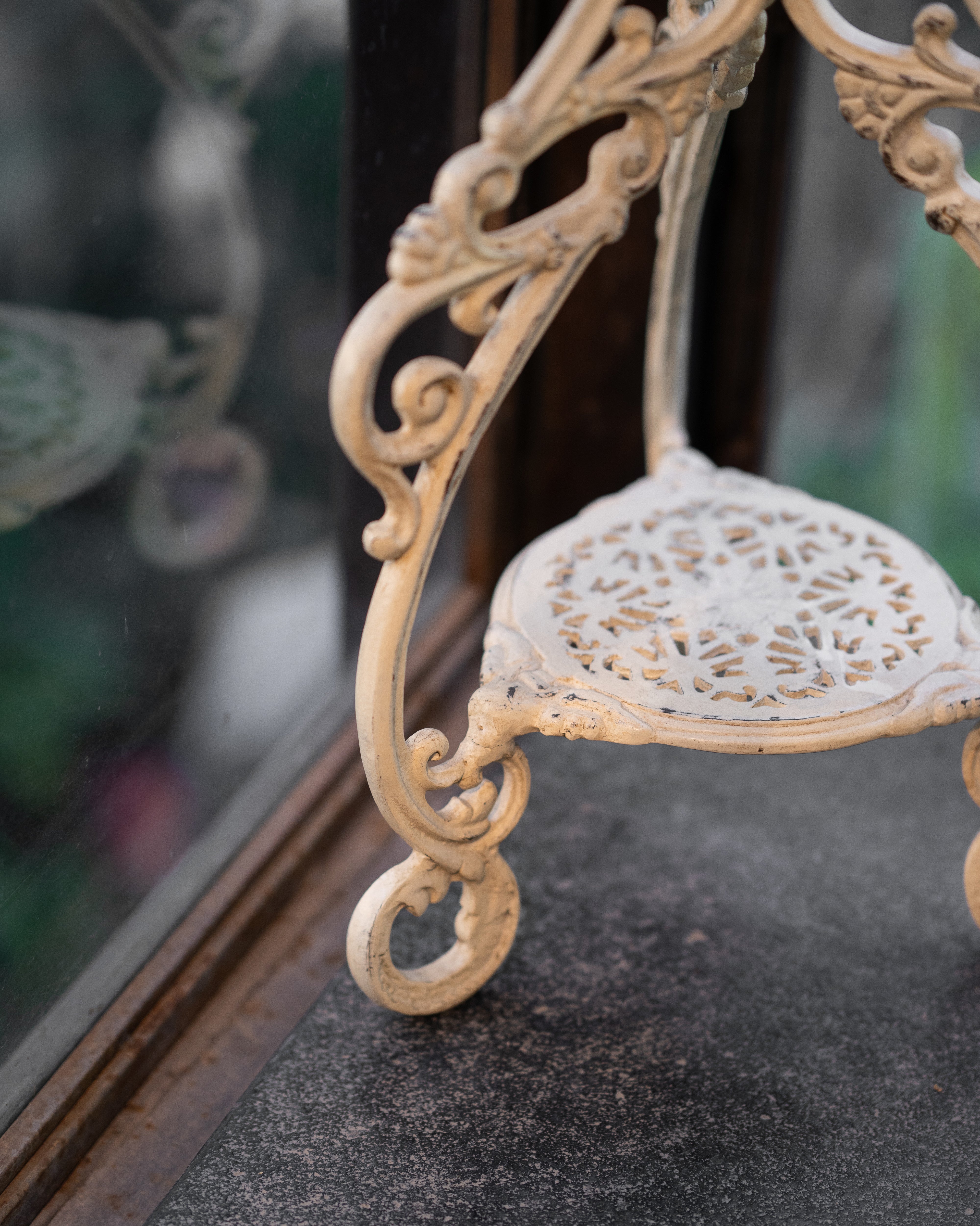 Pedestrial Cast Iron Stand-White