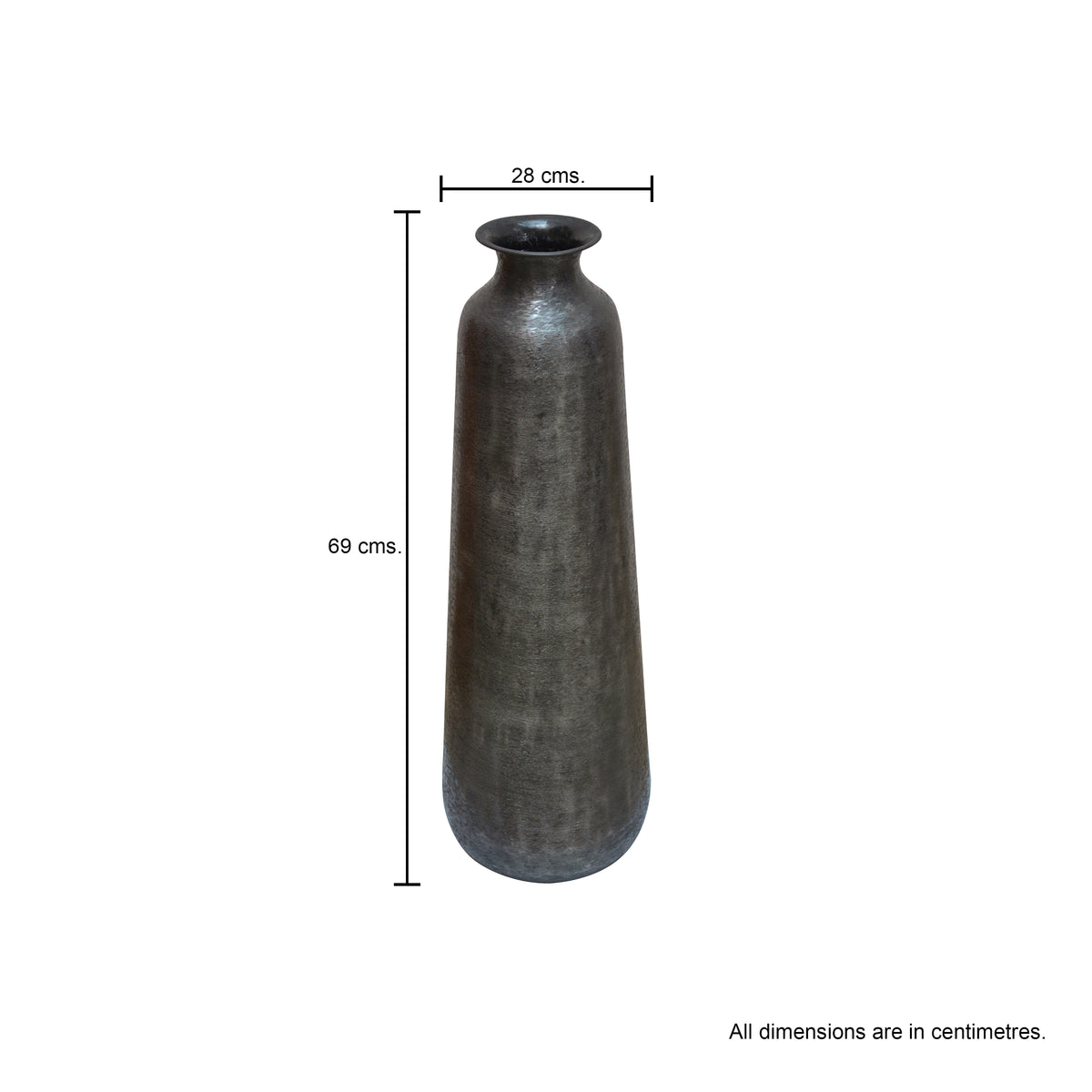 Tall metal vase with small mouth