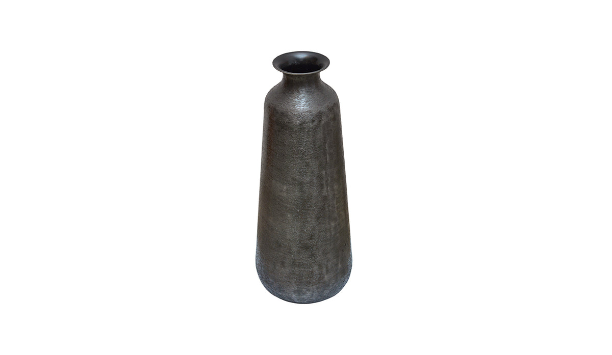 Tall metal vase with small mouth