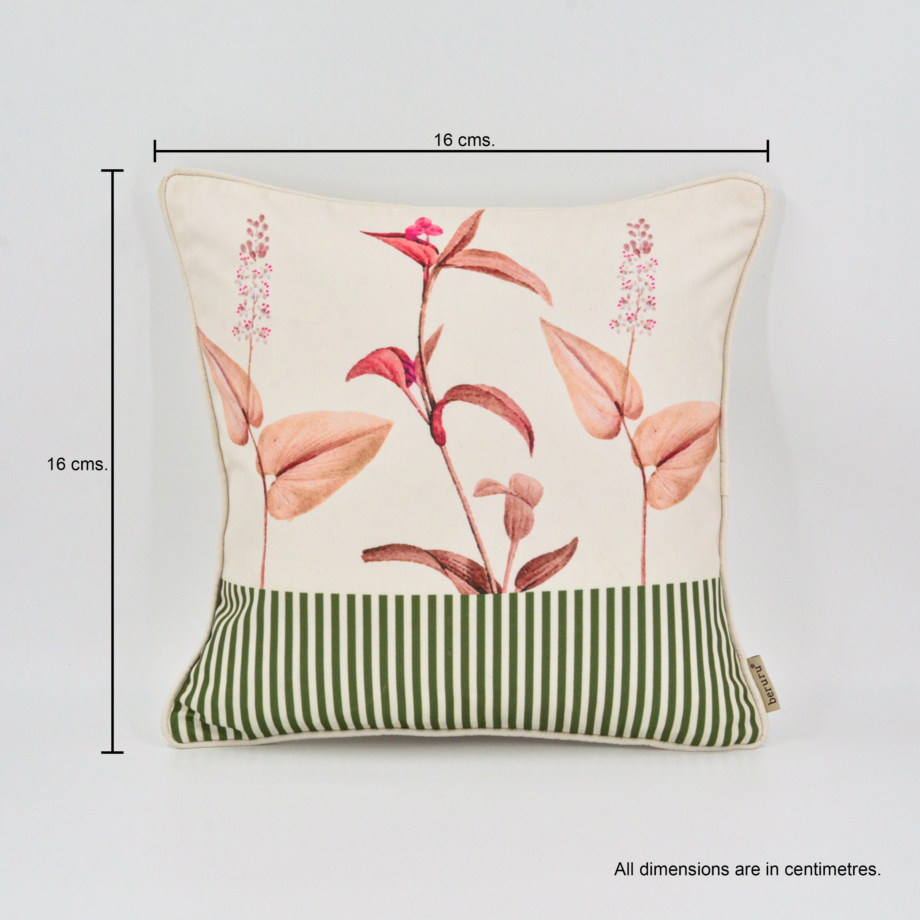 H Stripe With Leaves Cushion Cover