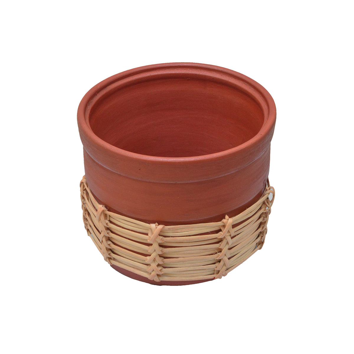Natural Terracotta Tall Bowl Rattan Weave
