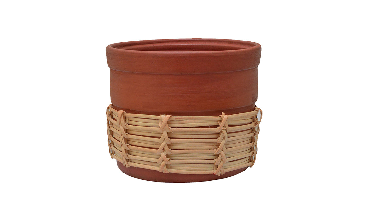 Natural Terracotta Tall Bowl Rattan Weave