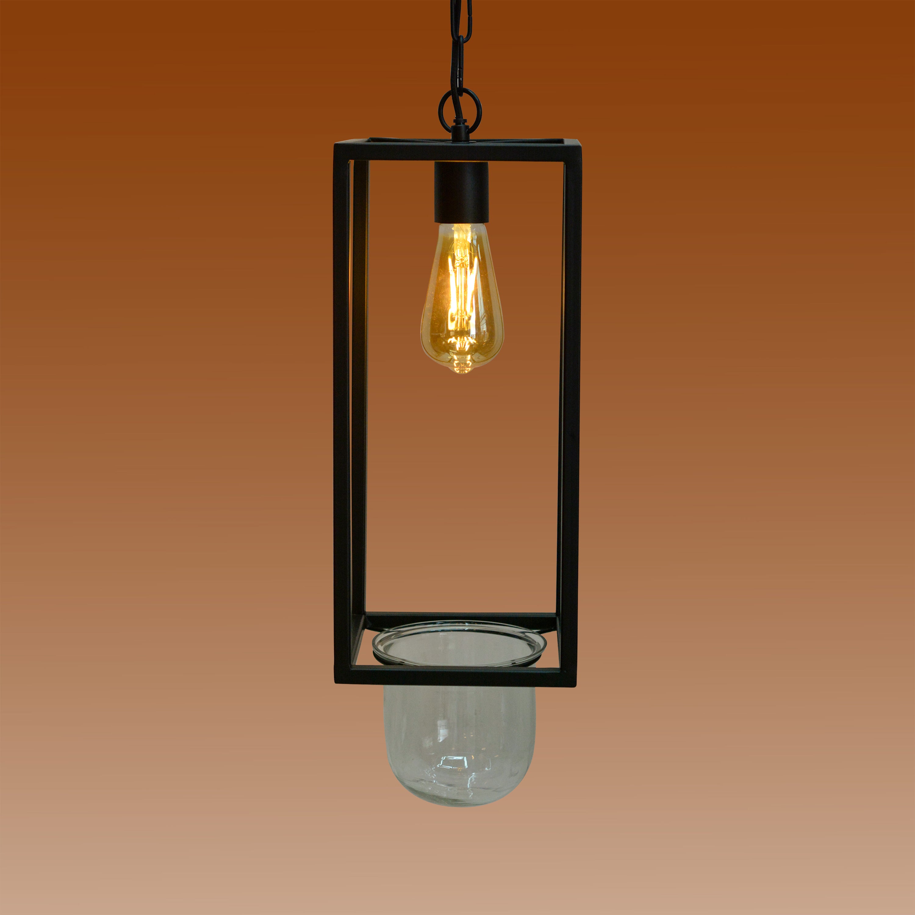 Rectangular Glass Pendant light with Jar Planter