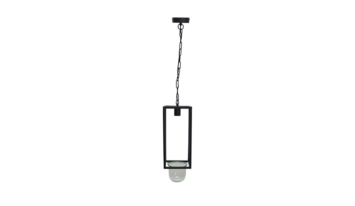 Rectangular Glass Pendant light with Jar Planter