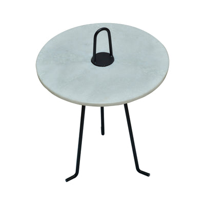 Side Table Marble With Round Handle