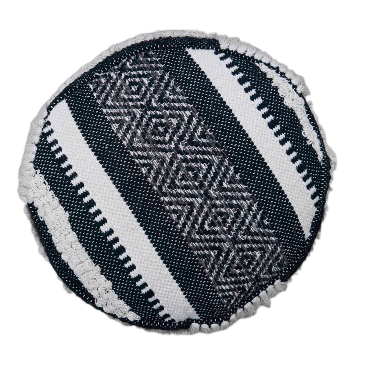 Cotton Pouffe with Fringes