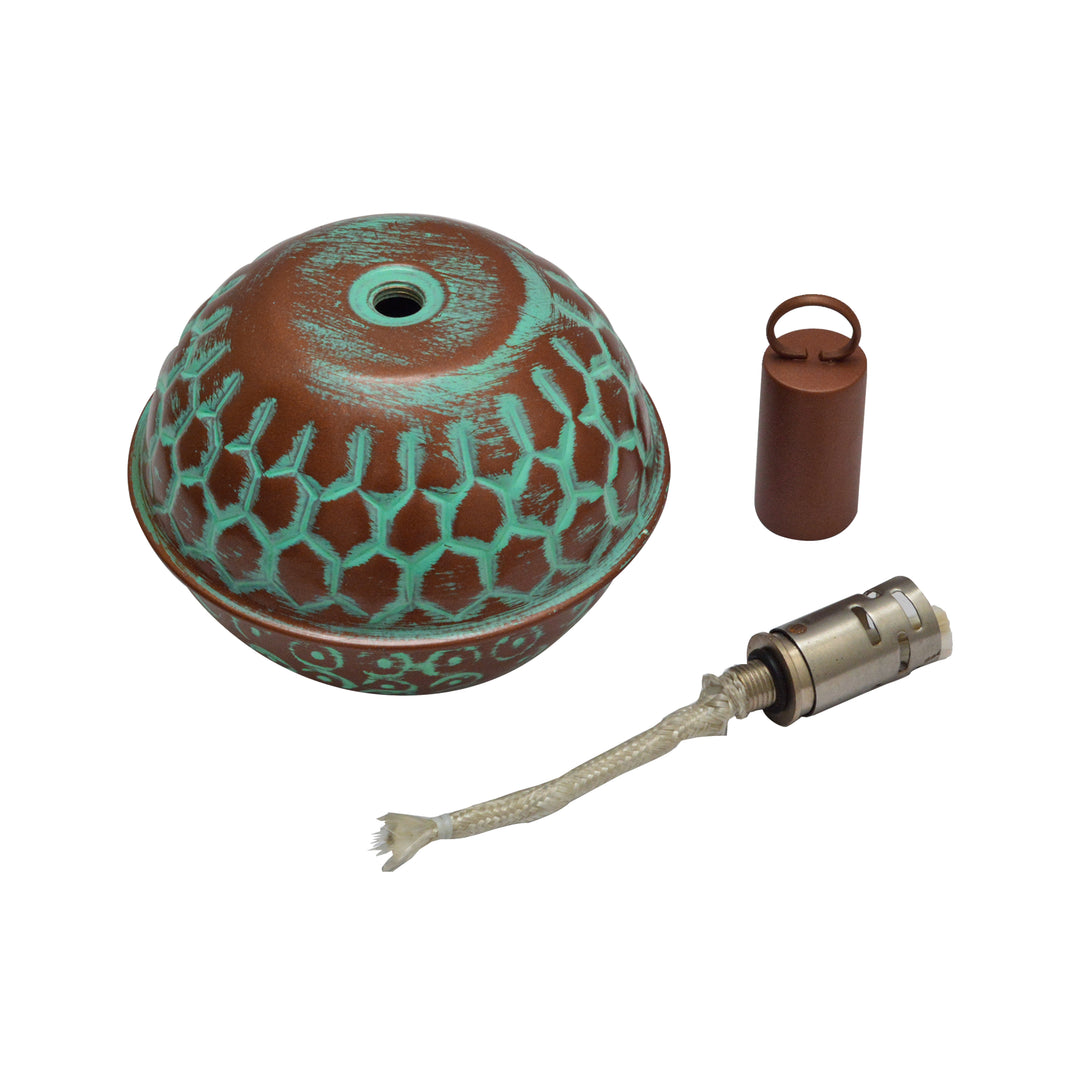Round Ball Table Garden Torch - Copper and green