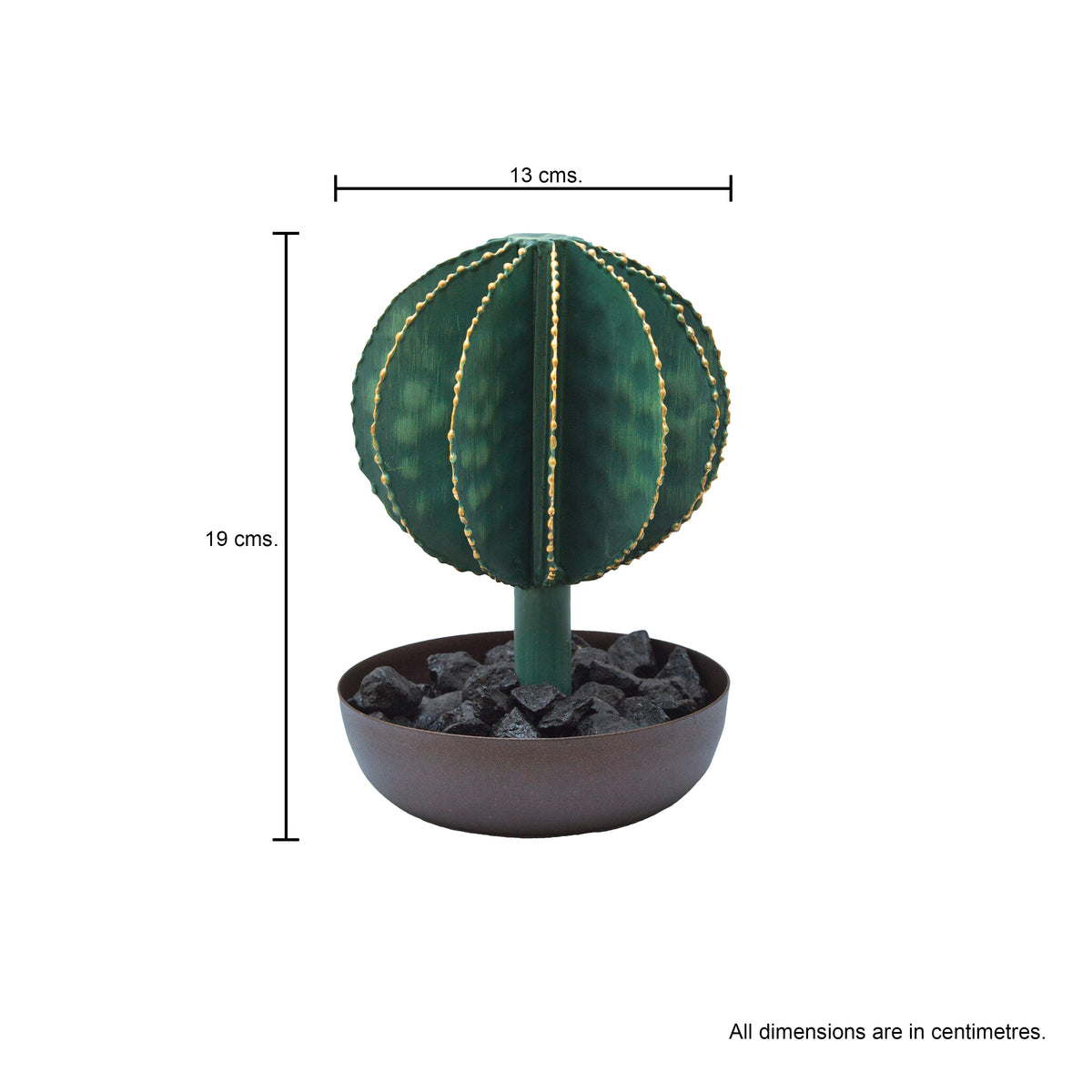 Round Metal Cactus with Pot