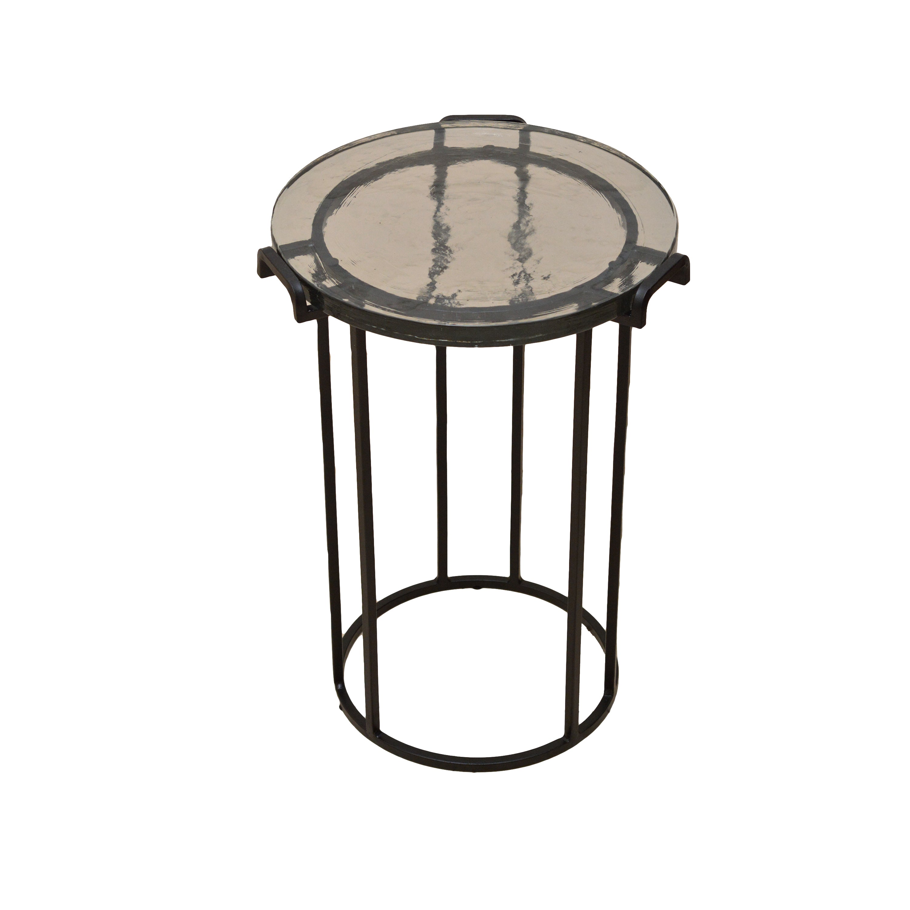 Round Side Table With Tempered Glass Top