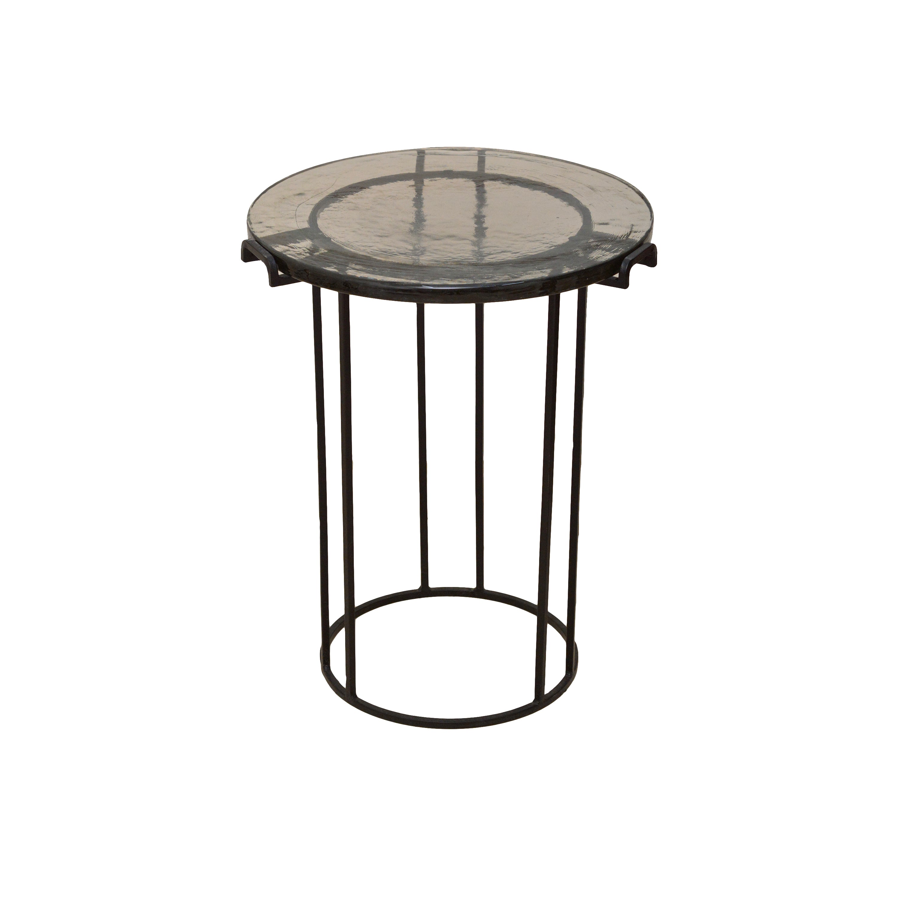 Round Side Table With Tempered Glass Top
