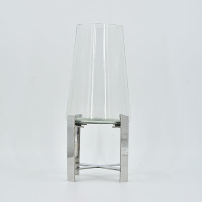 Glass Hurricane on Steel Stand - Small