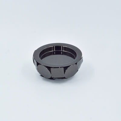 Glass Hurricane on a Designed Bowl - Tea Light Black