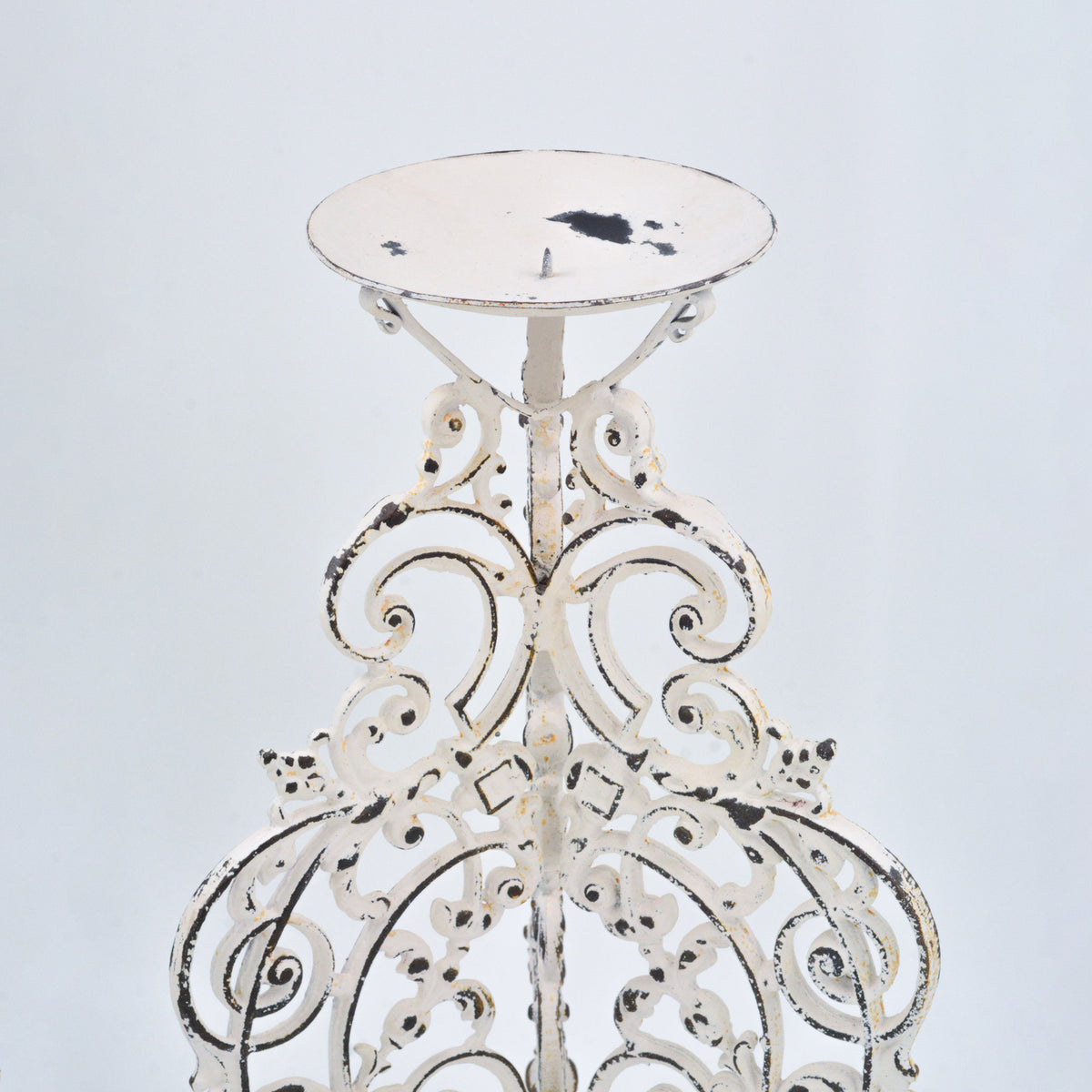 Cast iron candle holder - White