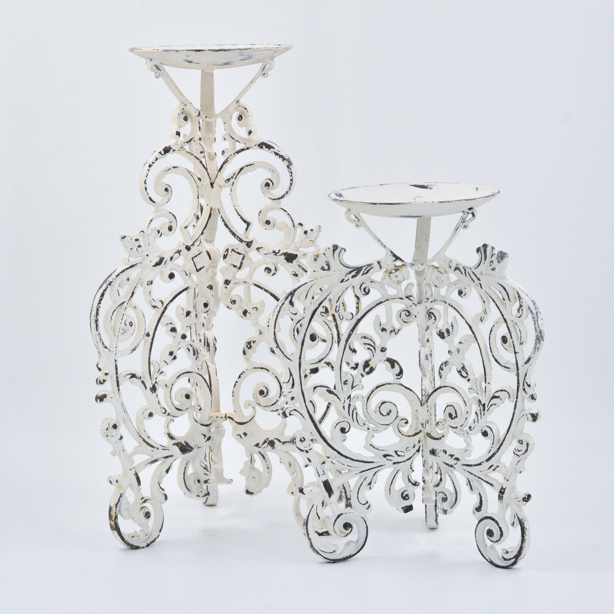 Cast iron candle holder - White