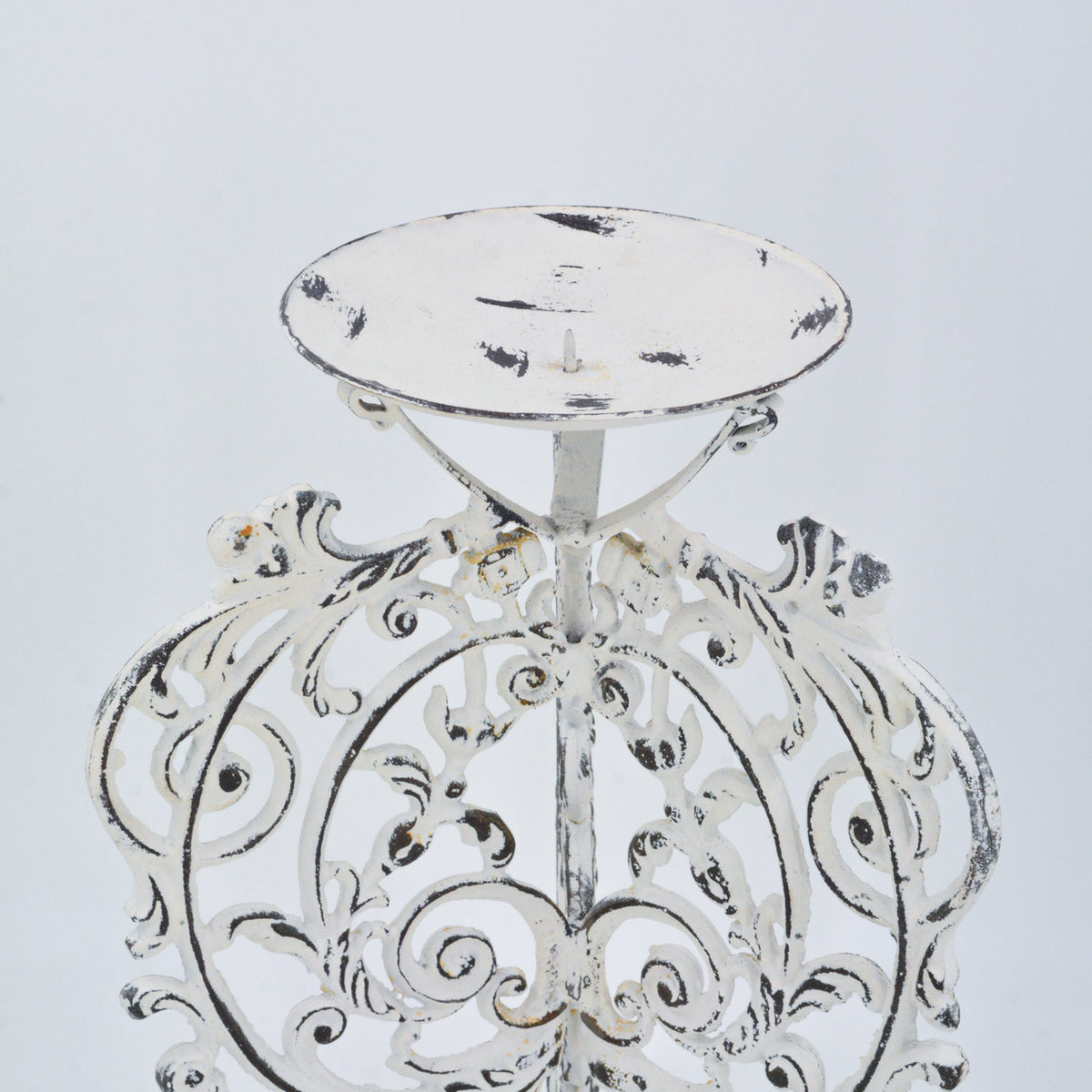 Cast iron candle holder - White