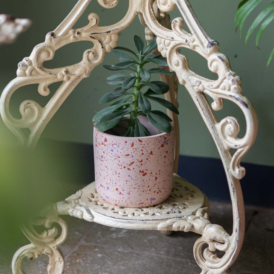 Orange Cylinder Terrazzo Planter