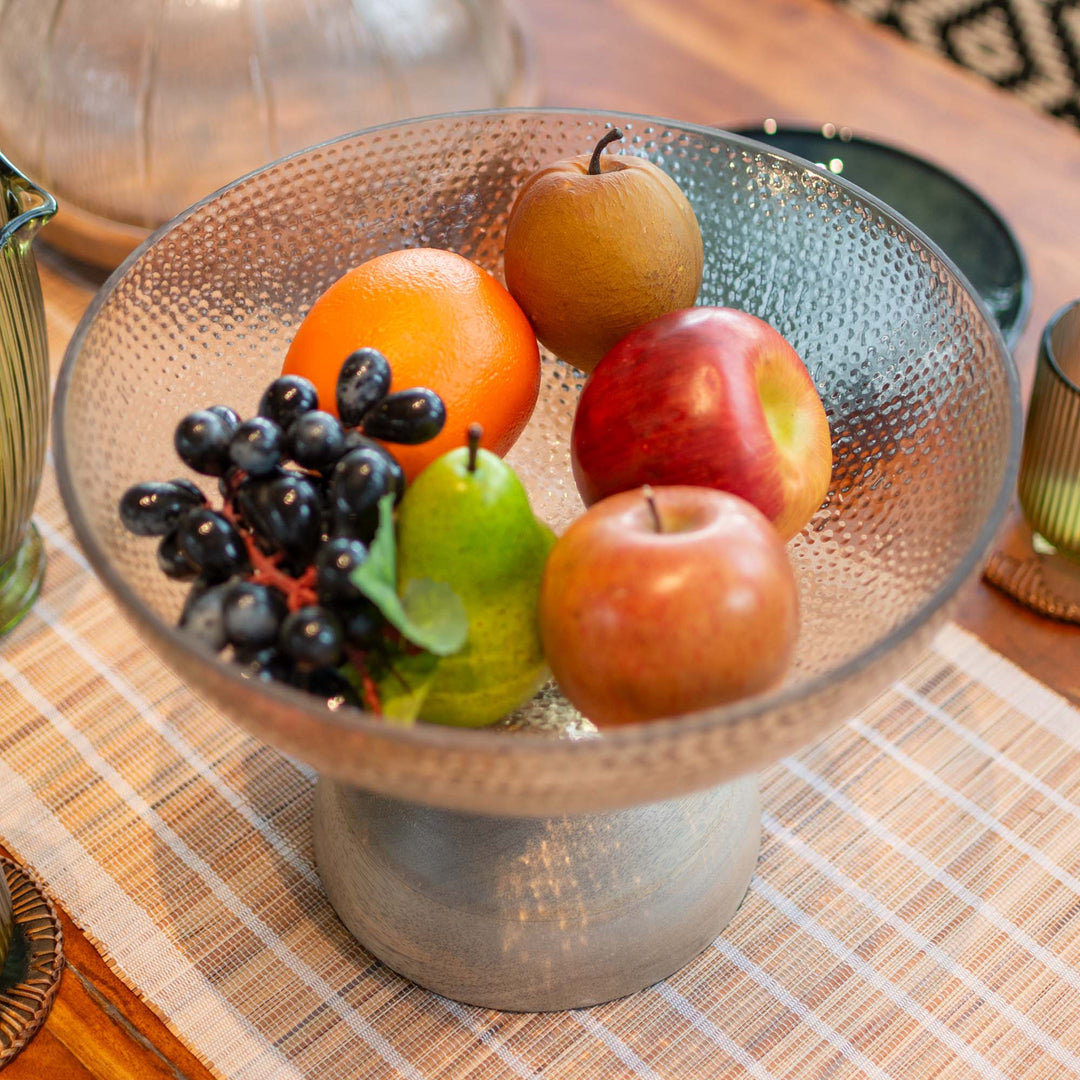 Blanda Glass Bowl With Wooden Stand