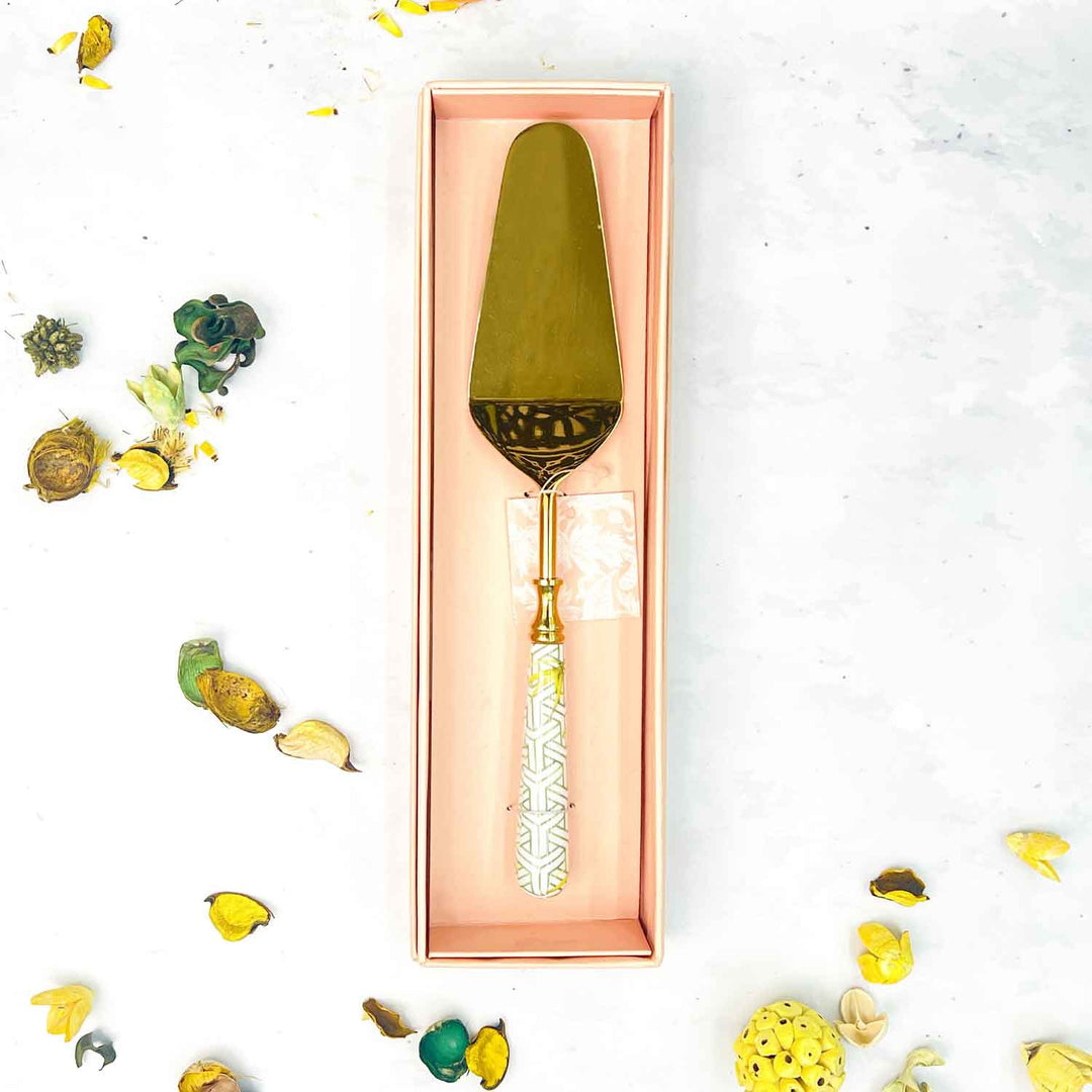 Cake Server and Knife Duo Borneo Botanicals Citrine