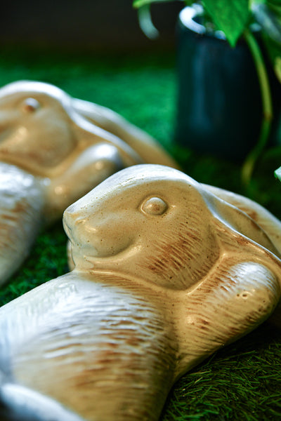 Ceramic Sleeping Rabbit Garden Figurine