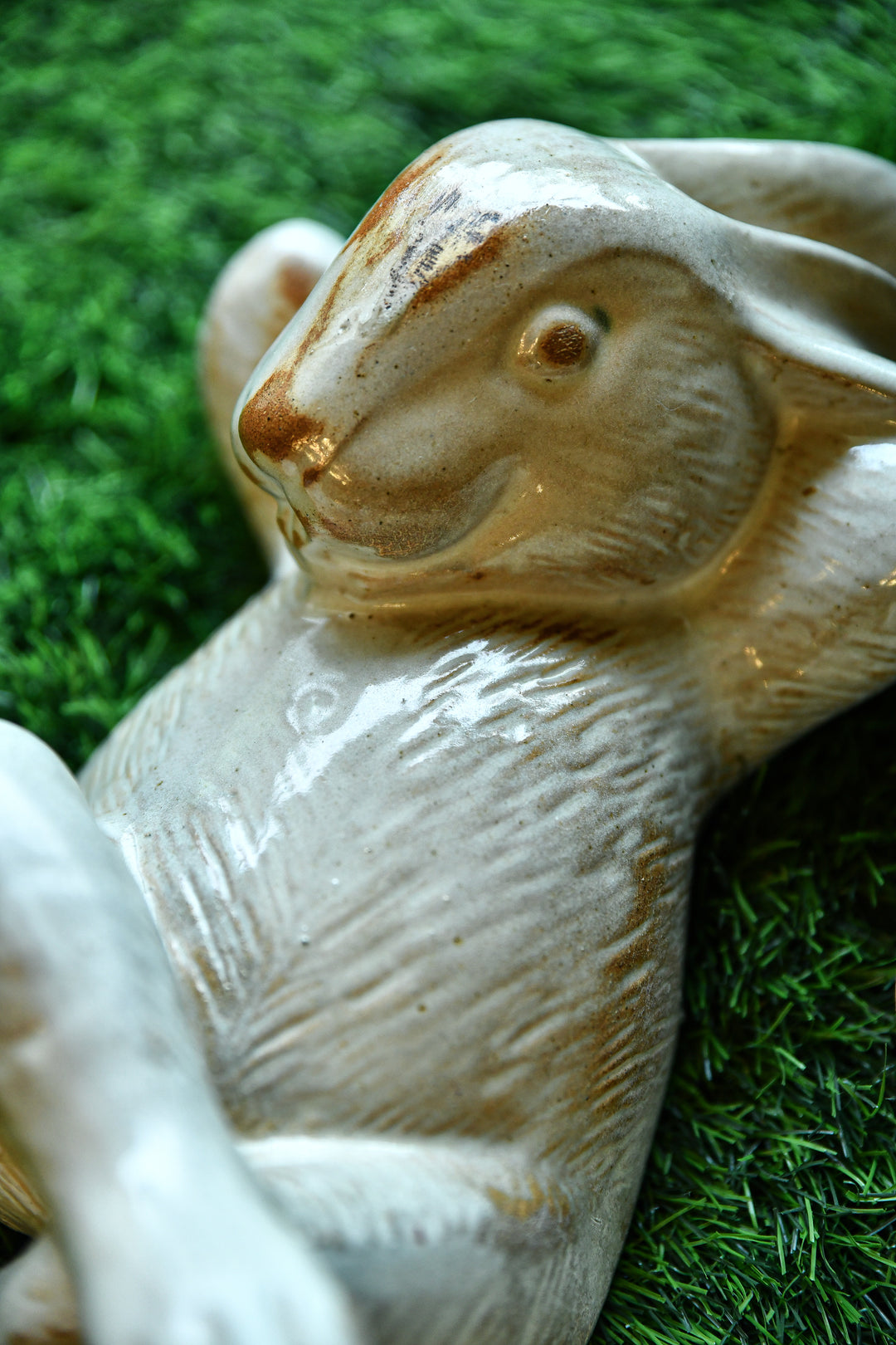 Ceramic Sleeping Rabbit Garden Figurine
