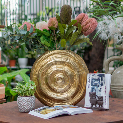 Round Swirl Vase - Gold