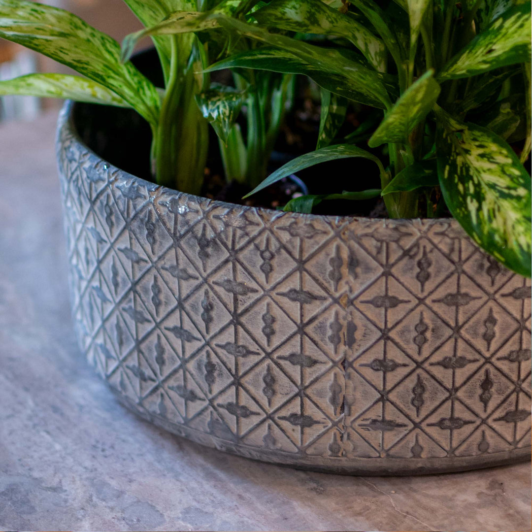 Sarah Oxidized Round Metal Planter