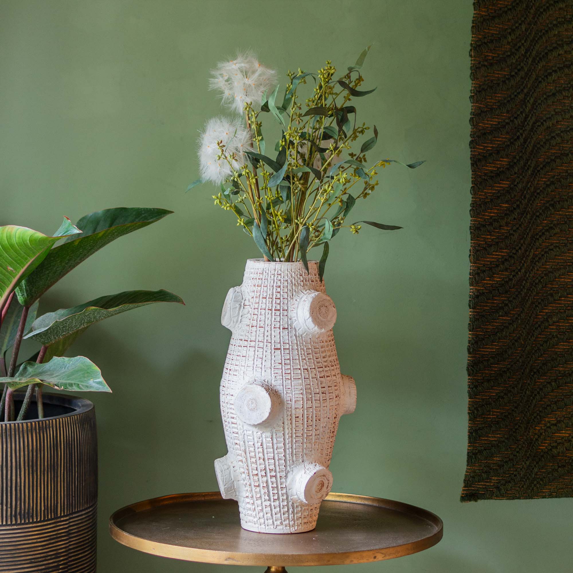 Faux Eucalyptus Stem with Flower Buds
