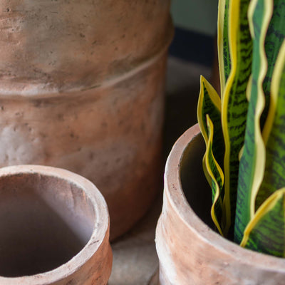 Fiber Clay Rustic Brown Pot