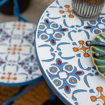 Blue Garden Table With Two Chairs