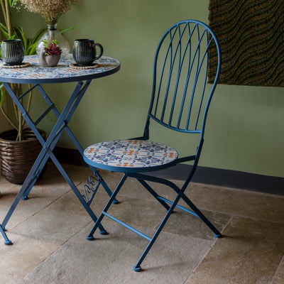 Blue Garden Table With Two Chairs