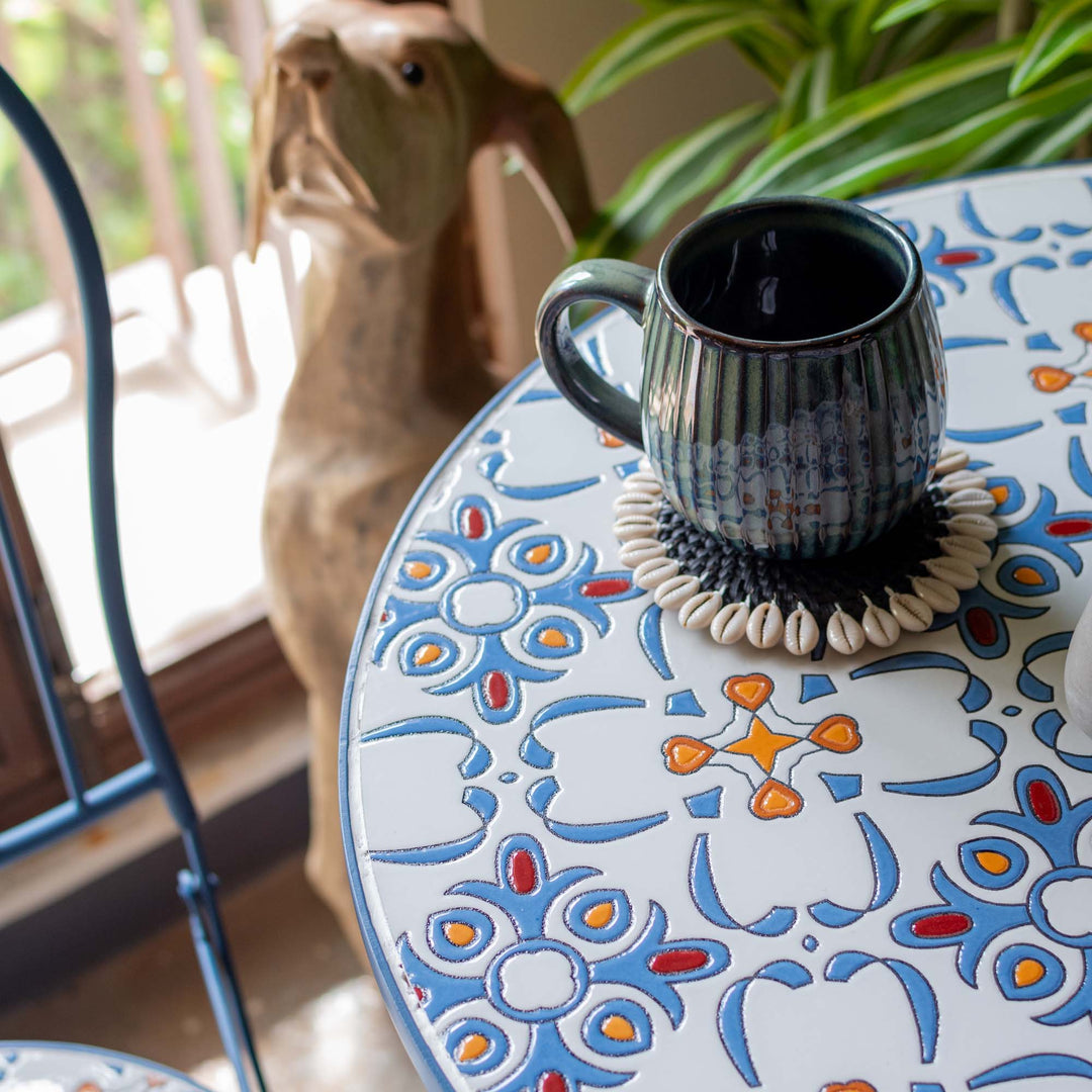 Blue Garden Table With Two Chairs