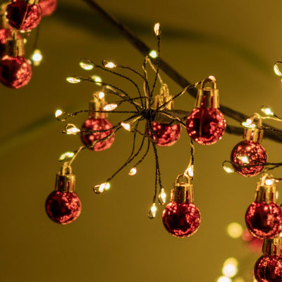 Warm White Led Tree With Red Ball And Adapter