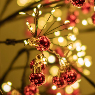 Warm White Led Tree With Red Ball And Adapter