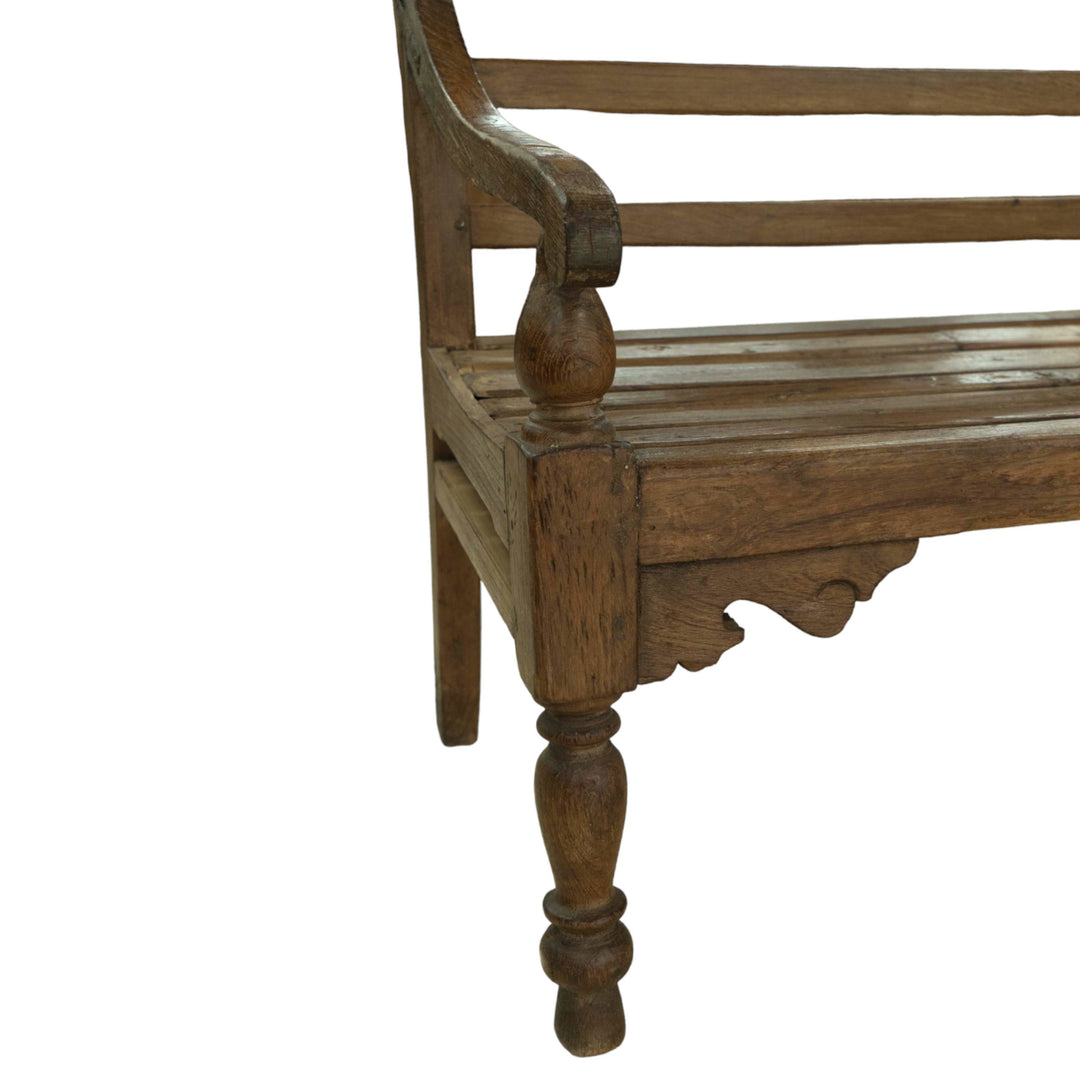 Arm Rest Wooden Bench