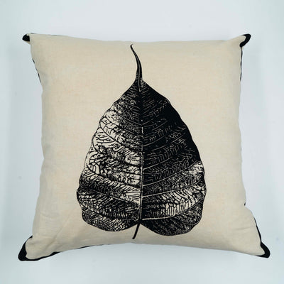Monochrome Peepal Leaf Cushion Cover