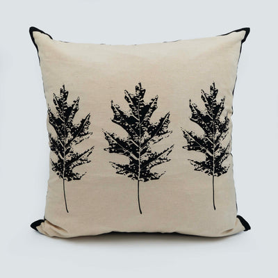 Monochrome Oak Leaf Cushion Cover