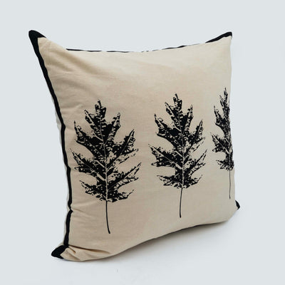 Monochrome Oak Leaf Cushion Cover