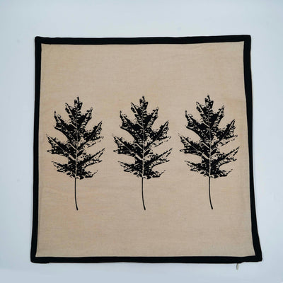 Monochrome Oak Leaf Cushion Cover
