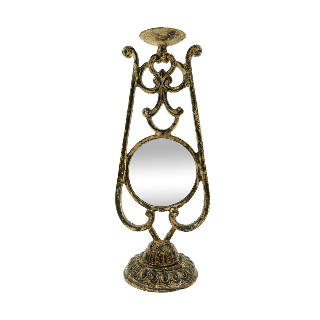 Cast Iron Candle Stand With Mirror