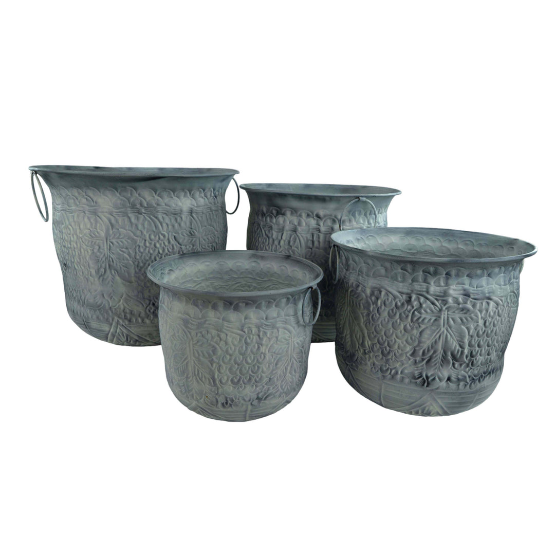 Planter Etched Grey Patina