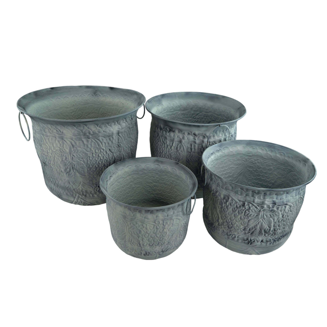Planter Etched Grey Patina