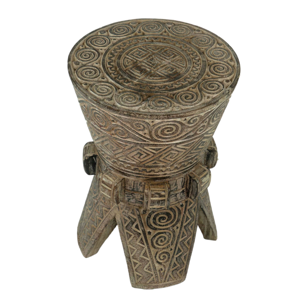 Wooden Etched Stool