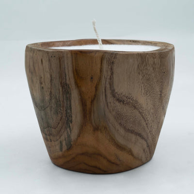Wooden Bowl with Candle
