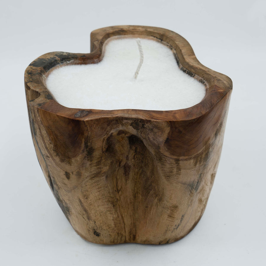 Wooden Bowl with Candle