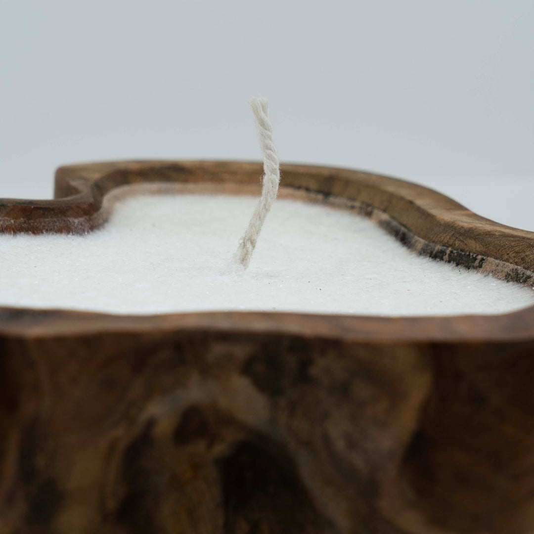 Wooden Bowl with Candle